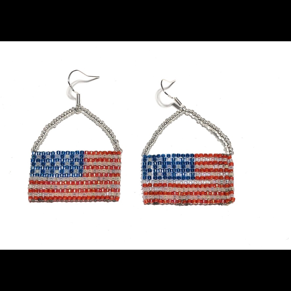 🇺🇸925 SterlingSilver USA Flag Basket Dangles🇺🇸